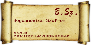 Bogdanovics Szofron névjegykártya